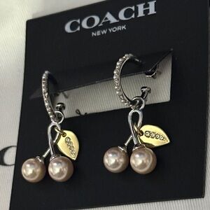 Coach Silver and Gold Cherry Drop Earrings